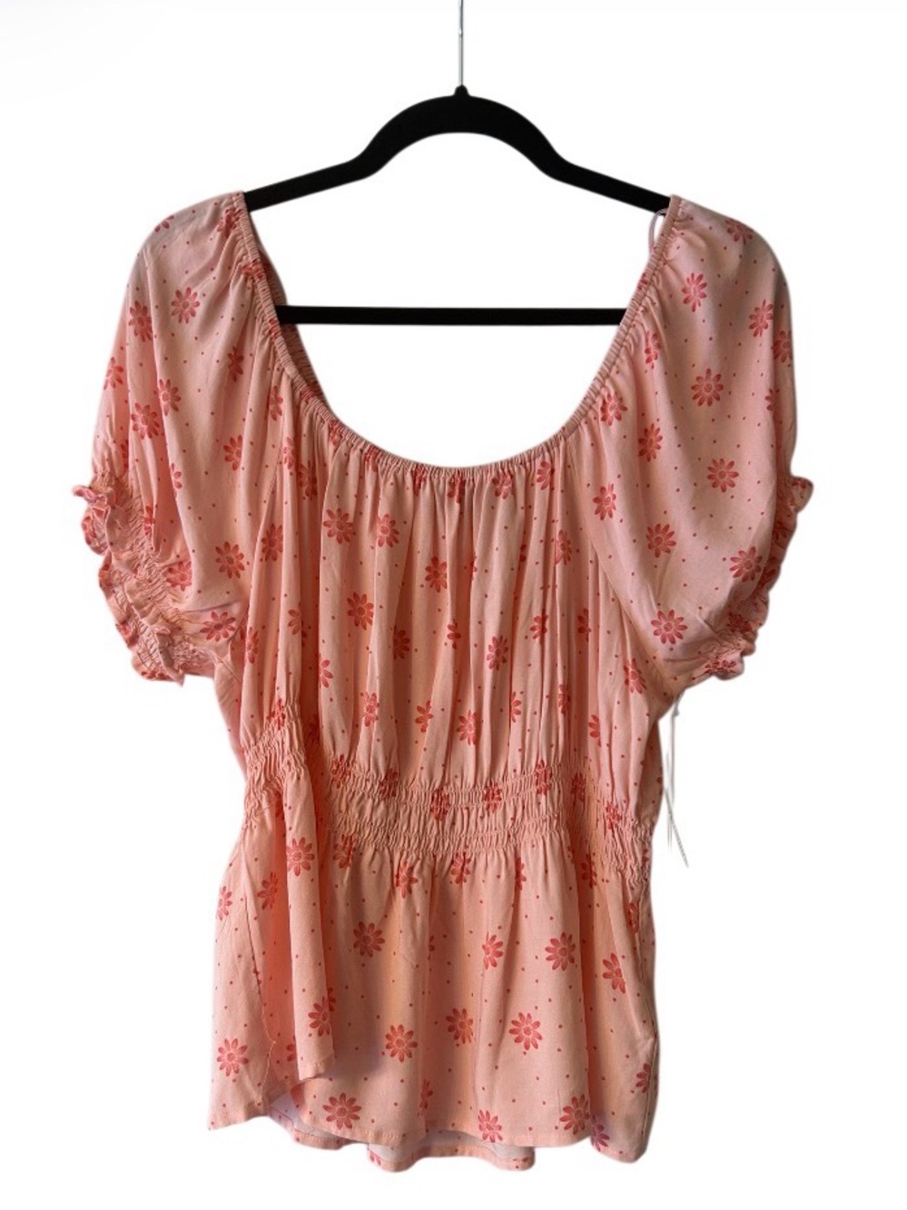 Pink Floral Peasant Top - Women's Lightweight Blouse